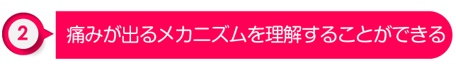 ②痛みが出るメカニズムを理解することができる